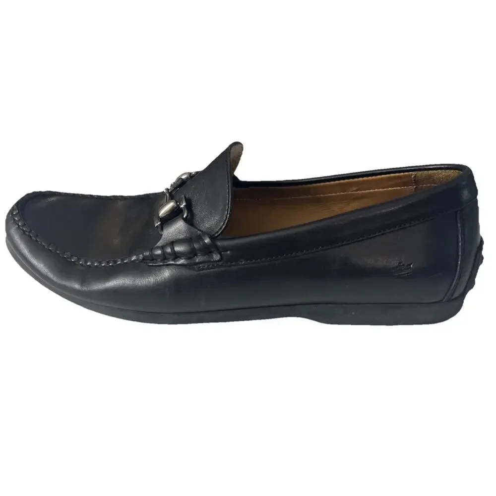 Peter Millar Shoes Mens Sz 8.5 Black Leather Horsebit Slip On Driving Loafers